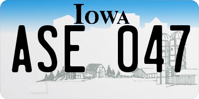 IA license plate ASE047