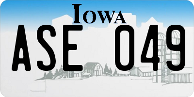 IA license plate ASE049