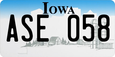 IA license plate ASE058