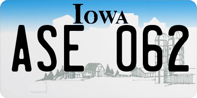 IA license plate ASE062