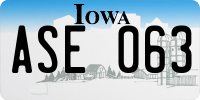 IA license plate ASE063
