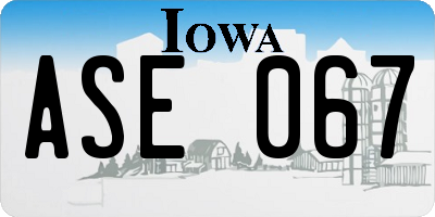IA license plate ASE067
