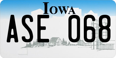 IA license plate ASE068