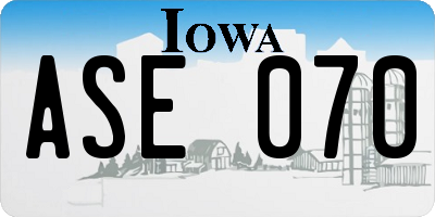 IA license plate ASE070