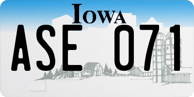 IA license plate ASE071