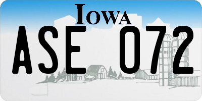 IA license plate ASE072