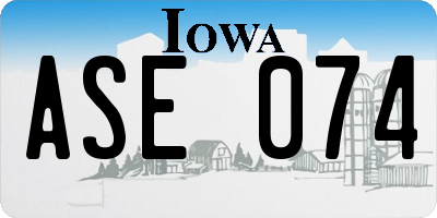 IA license plate ASE074