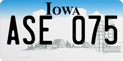 IA license plate ASE075