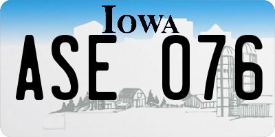 IA license plate ASE076