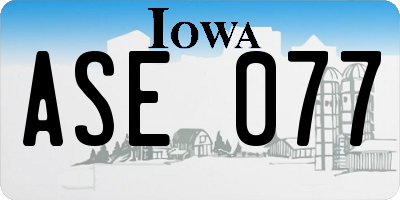 IA license plate ASE077