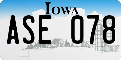 IA license plate ASE078