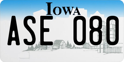 IA license plate ASE080