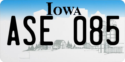 IA license plate ASE085