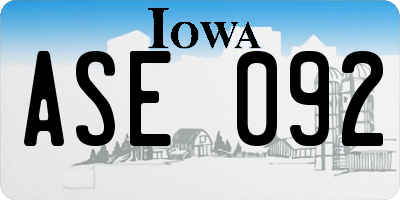 IA license plate ASE092
