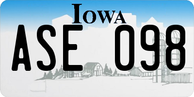 IA license plate ASE098