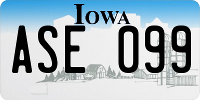 IA license plate ASE099