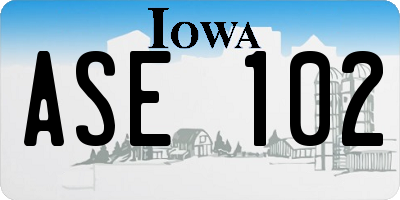 IA license plate ASE102