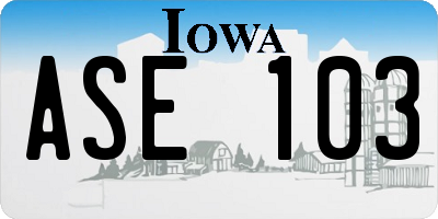 IA license plate ASE103