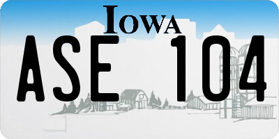 IA license plate ASE104