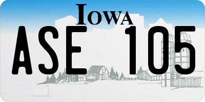 IA license plate ASE105