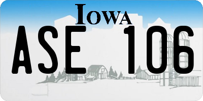 IA license plate ASE106