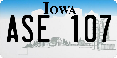 IA license plate ASE107