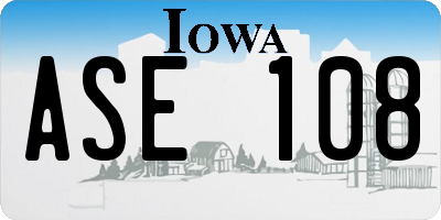 IA license plate ASE108