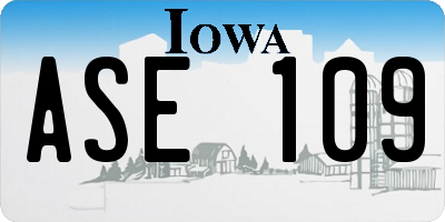 IA license plate ASE109