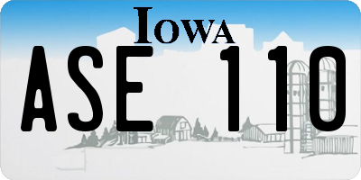 IA license plate ASE110