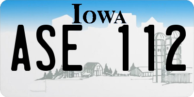IA license plate ASE112