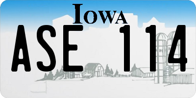 IA license plate ASE114