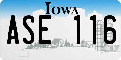 IA license plate ASE116