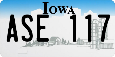 IA license plate ASE117