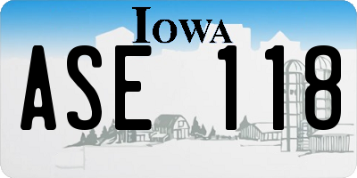 IA license plate ASE118