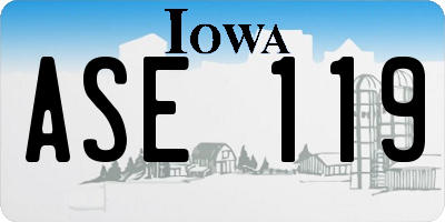 IA license plate ASE119