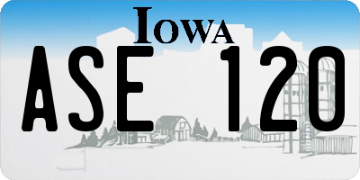 IA license plate ASE120