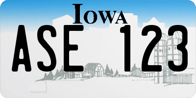 IA license plate ASE123