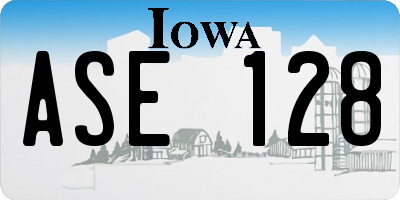 IA license plate ASE128