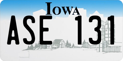 IA license plate ASE131