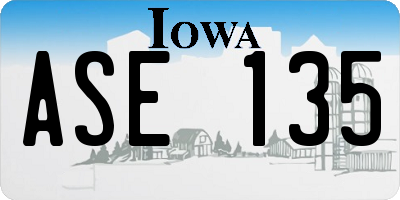 IA license plate ASE135