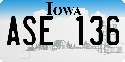 IA license plate ASE136