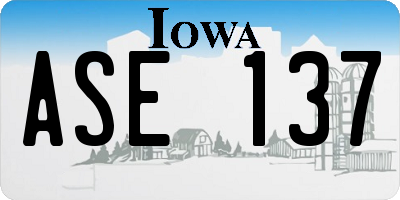 IA license plate ASE137