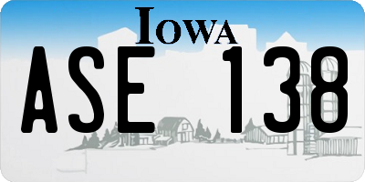 IA license plate ASE138