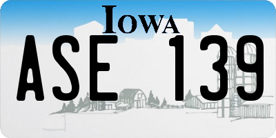 IA license plate ASE139