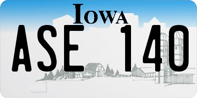 IA license plate ASE140