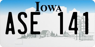 IA license plate ASE141