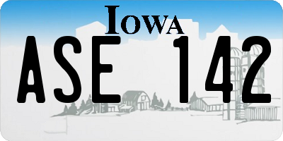 IA license plate ASE142