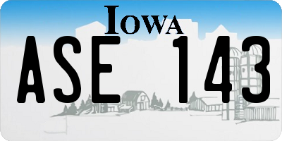 IA license plate ASE143