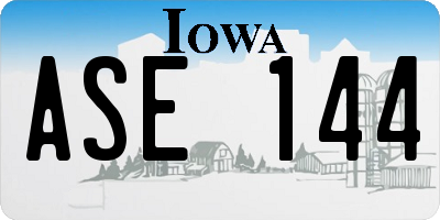 IA license plate ASE144