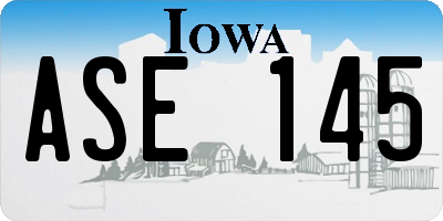 IA license plate ASE145